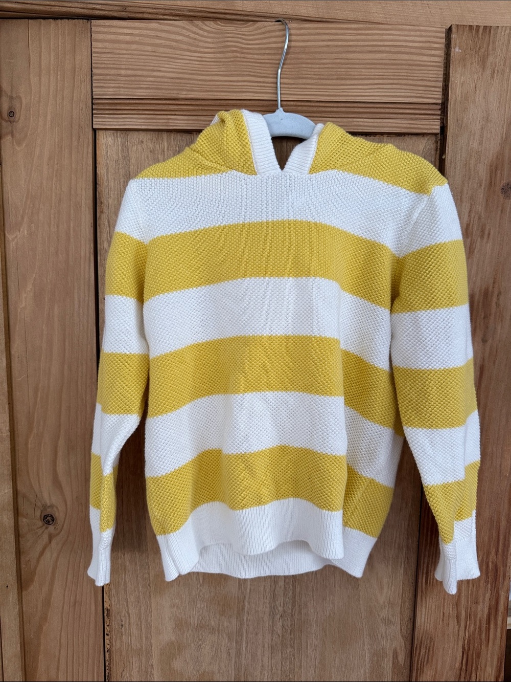Janie and Jack Yellow and White Striped Hooded Sweater